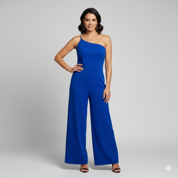 Crystal Doll Jumpsuit One Shoulder Wide Leg Party Dress Women's - Picture 1 of 11